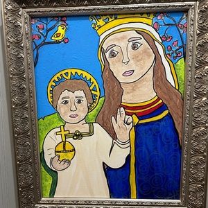 Hand painted painting in frame